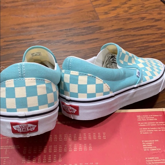 VANS CLASSIC SLIP-ON CHECKERBOARD Aqua Haze/ men’s - Picture 4 of 16